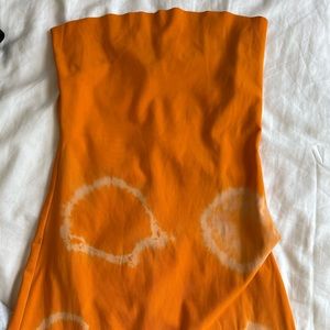 Dana Foley NYC handmade tube dress in color ORANGE TIE DYE. One size